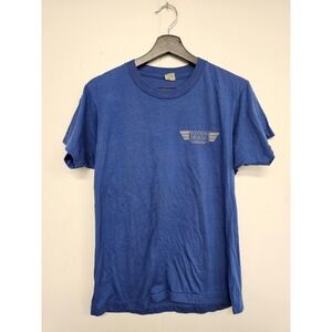 Vintage Screen Stars AMD‎ Shirt Mens Large Blue Winning Designs 50/50 USA 80s